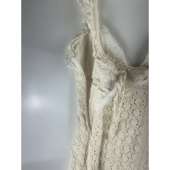 Free People Women’s Size 8 Cross My Heart Lace Mini Dress Ivory White Sleeveless - Picture 13 of 13